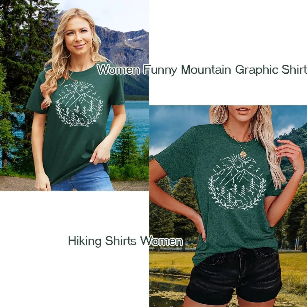 Women Hiking Camping Outdoor Tank Top Summer Mountain Nature Funny Graphic Print Round Neck Workout Athletic Sleeveless Tops