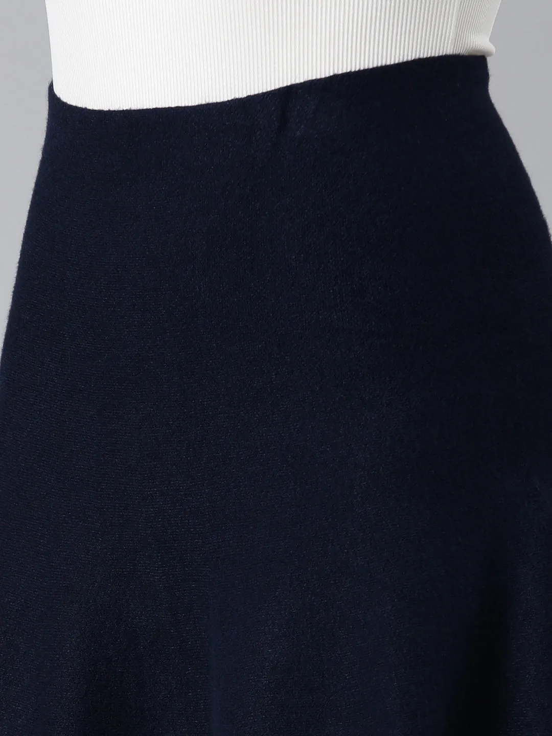 Women Navy Blue Flared Pencil Skirt