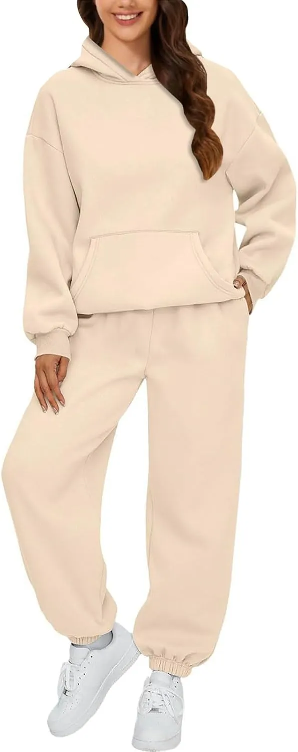Womens 2 Piece Outfits Lounge Hoodie Sweatsuit Sets Oversized Sweatshirt Baggy Fall Fashion Sweatpants with Pockets