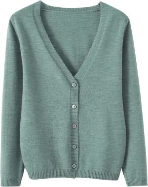 Womens 2024 Fall Fashion Cardigan Sweaters Lightweight V Neck Button Ribbed Knit Jumpers Comfy Open Front Casual Top