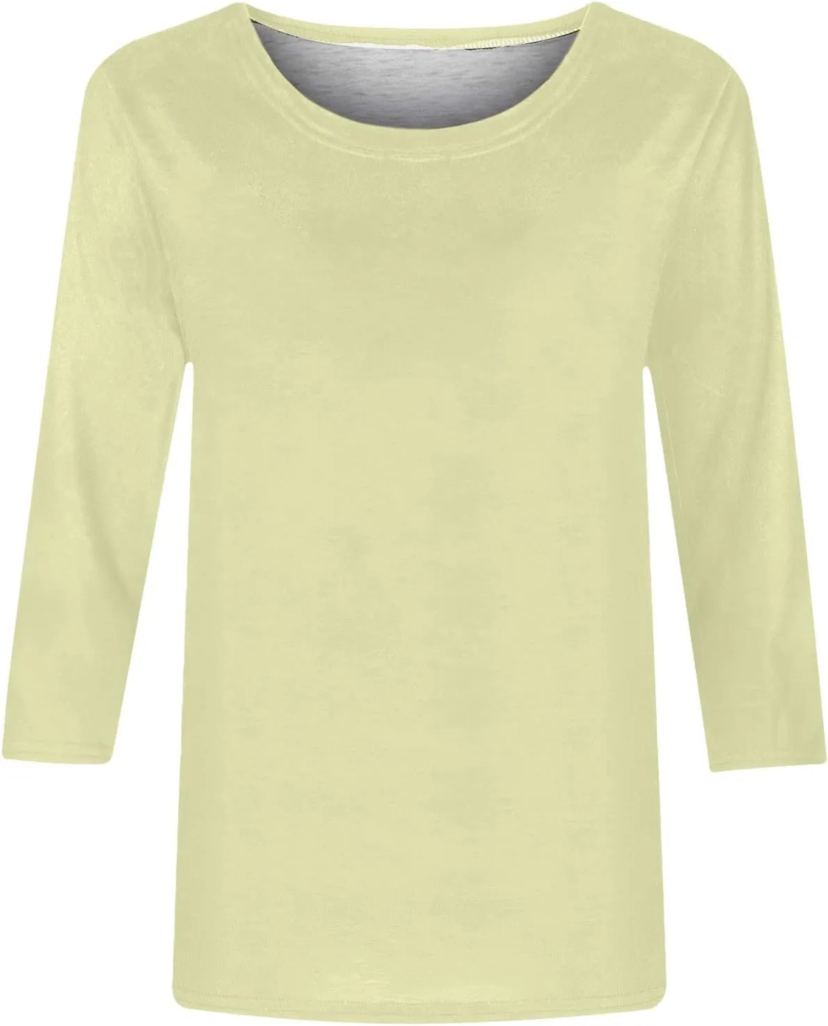 Womens 3/4 Sleeve T-Shirt Plain Pullover Tops Cozy Crewneck Casual Top Three Quarter Length Sleeve T Shirt Soft Basic Blouse