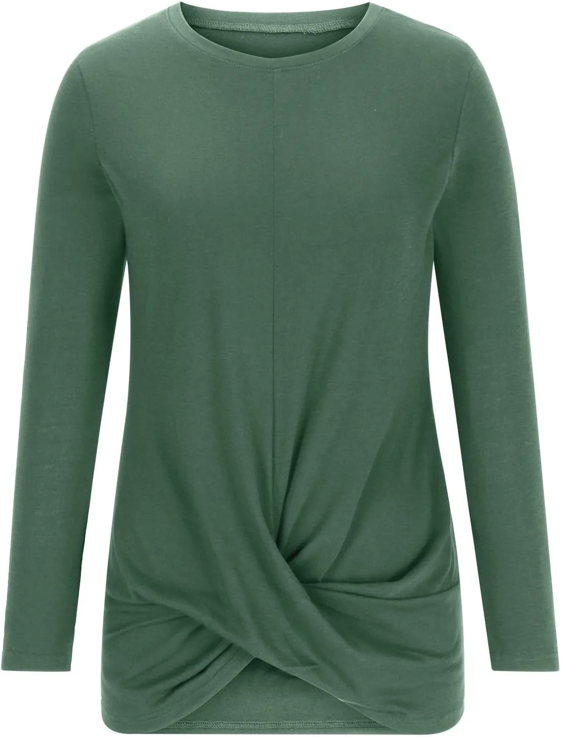 Womens Casual Crewneck Sweatshirts Long Sleeve Solid Color Hoodies Loose Fit Soft Pullover Tops Cross Spliced Top