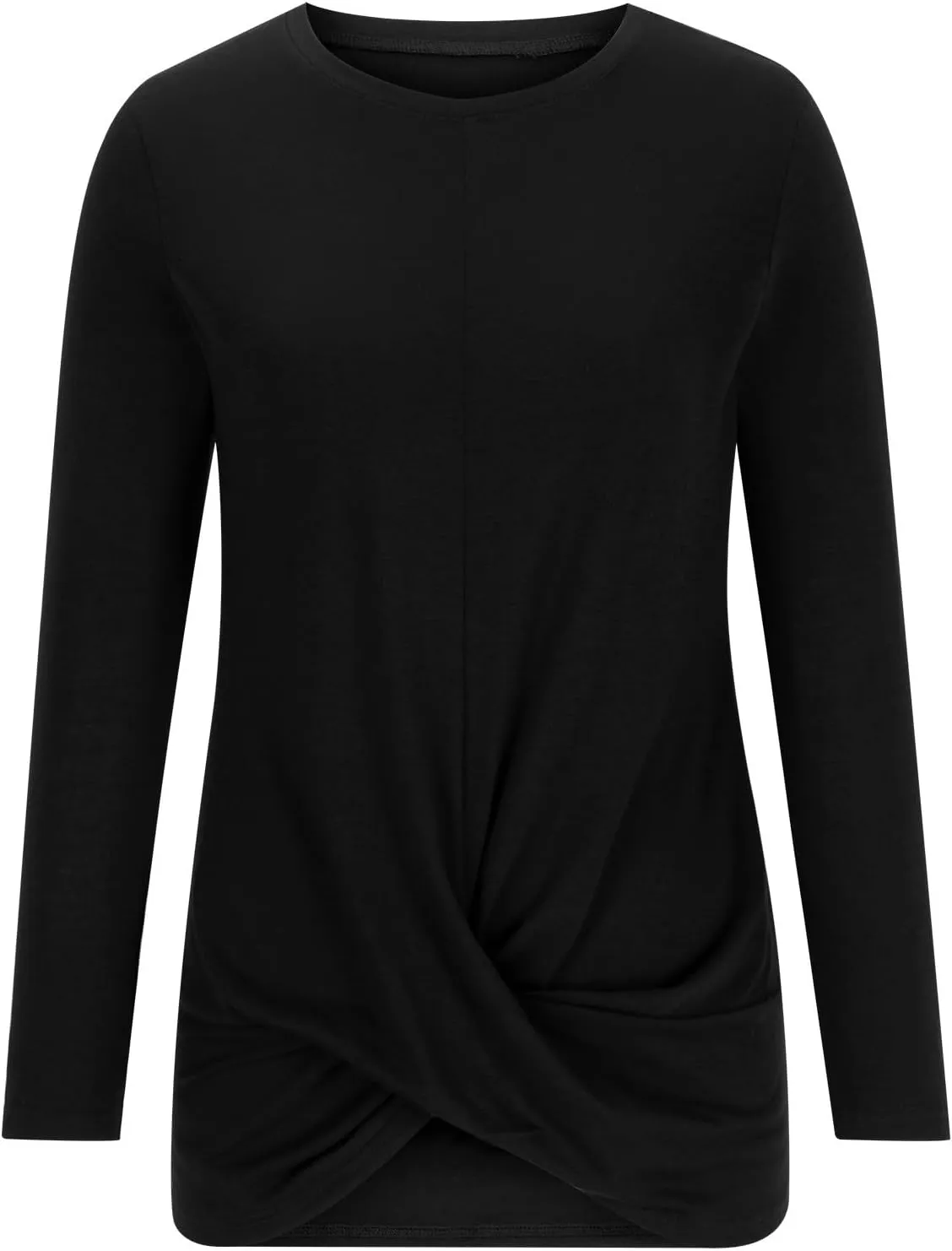 Womens Casual Crewneck Sweatshirts Long Sleeve Solid Color Hoodies Loose Fit Soft Pullover Tops Cross Spliced Top
