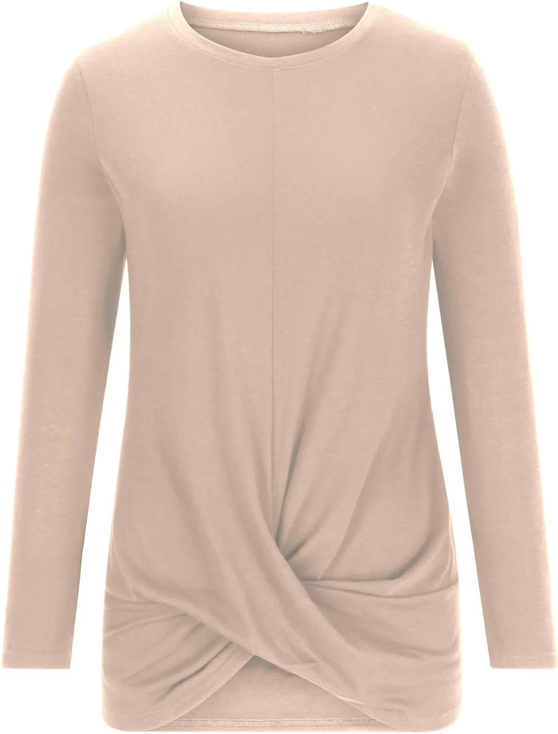 Womens Casual Crewneck Sweatshirts Long Sleeve Solid Color Hoodies Loose Fit Soft Pullover Tops Cross Spliced Top