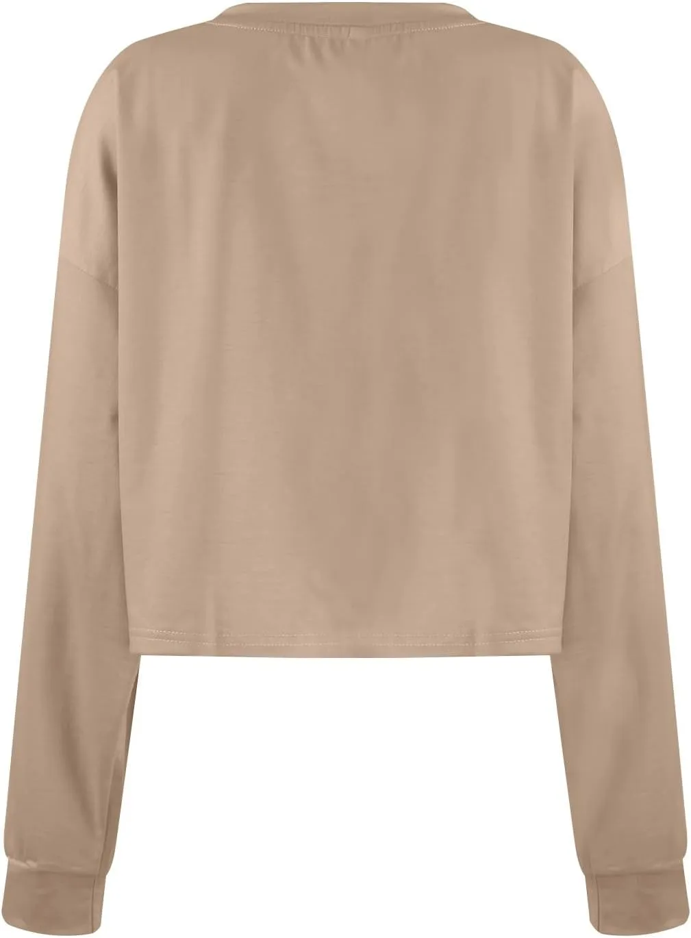 Womens Cropped Sweatshirt Long Sleeve Crewneck Oversized Sweater Tops Casual Comfy Loose Tunic Pullover Preppy Clothes