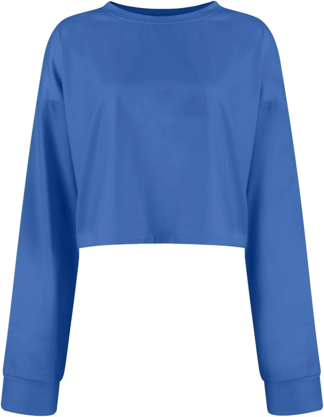 Womens Cropped Sweatshirt Long Sleeve Crewneck Oversized Sweater Tops Casual Comfy Loose Tunic Pullover Preppy Clothes