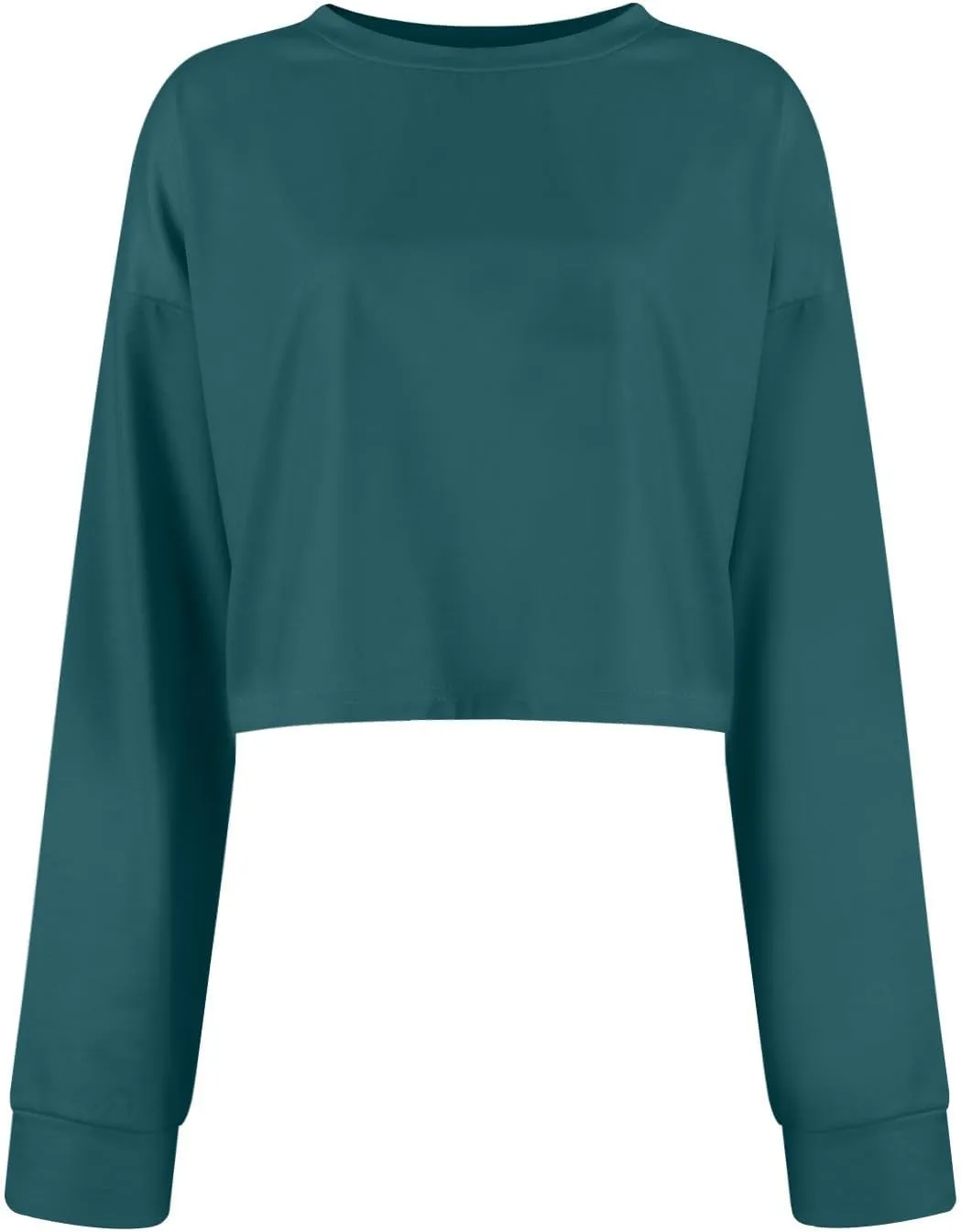 Womens Cropped Sweatshirt Long Sleeve Crewneck Oversized Sweater Tops Casual Comfy Loose Tunic Pullover Preppy Clothes