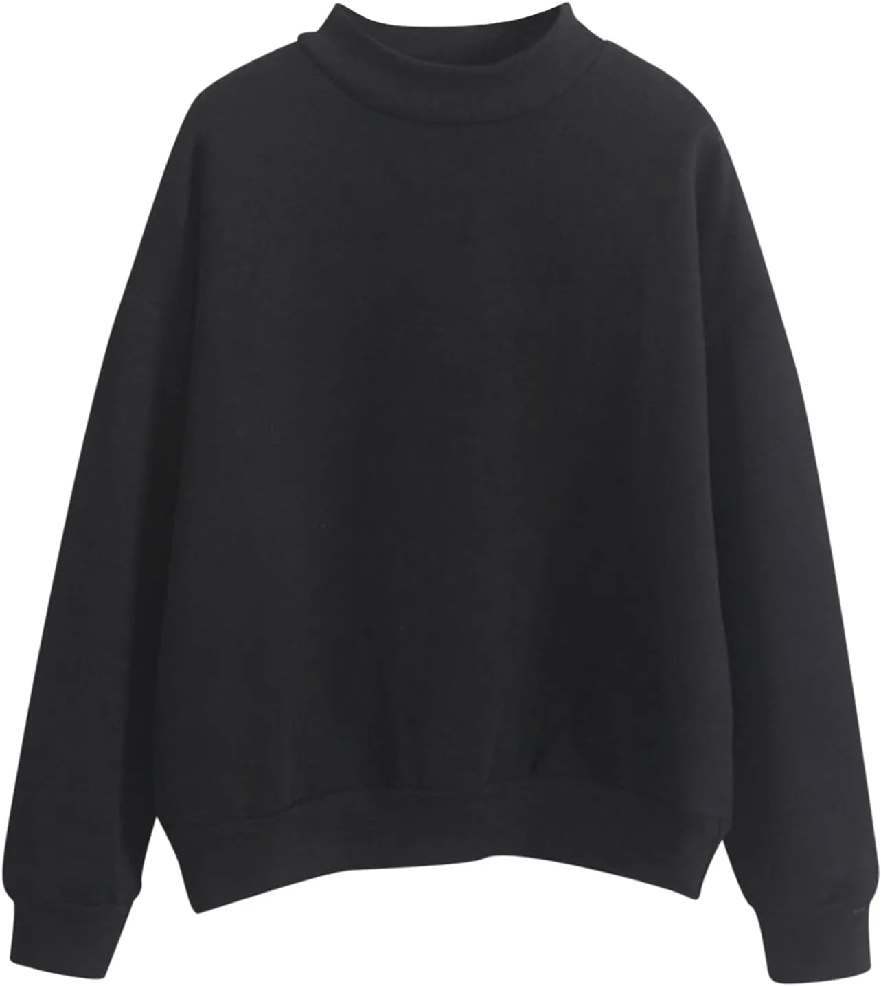 Womens Fashion Cotton Pullover Casual Solid Color Oversized Long Sleeve Round Neck Sweatshirt Tops Soft Basic Hoodie