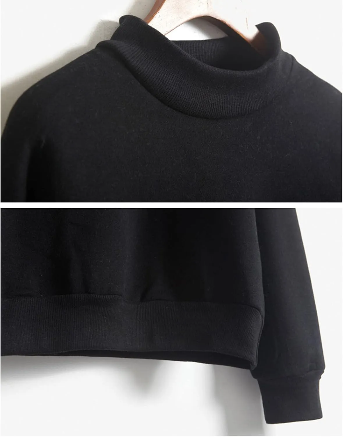 Womens Fashion Cotton Pullover Casual Solid Color Oversized Long Sleeve Round Neck Sweatshirt Tops Soft Basic Hoodie