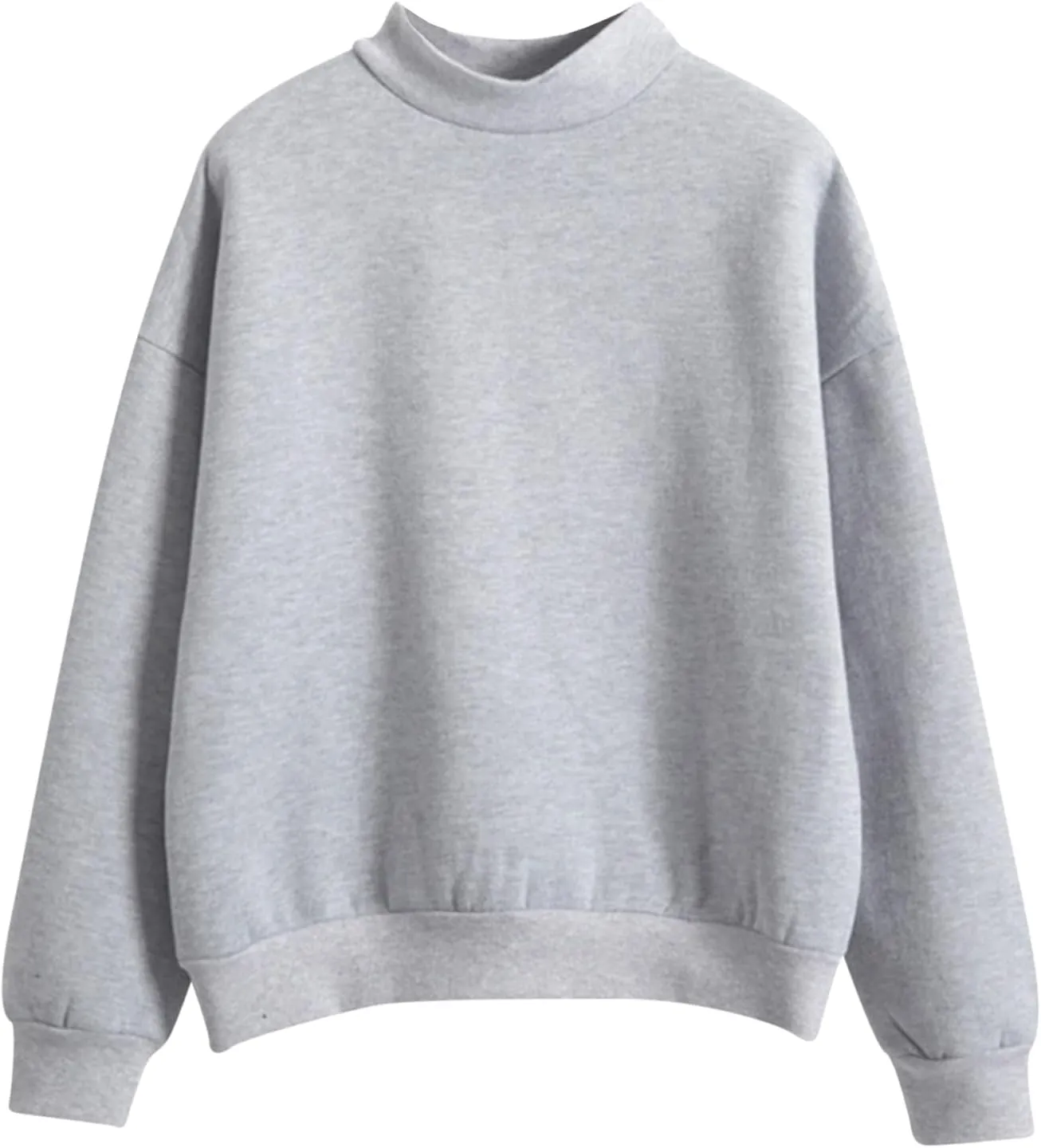 Womens Fashion Cotton Pullover Casual Solid Color Oversized Long Sleeve Round Neck Sweatshirt Tops Soft Basic Hoodie