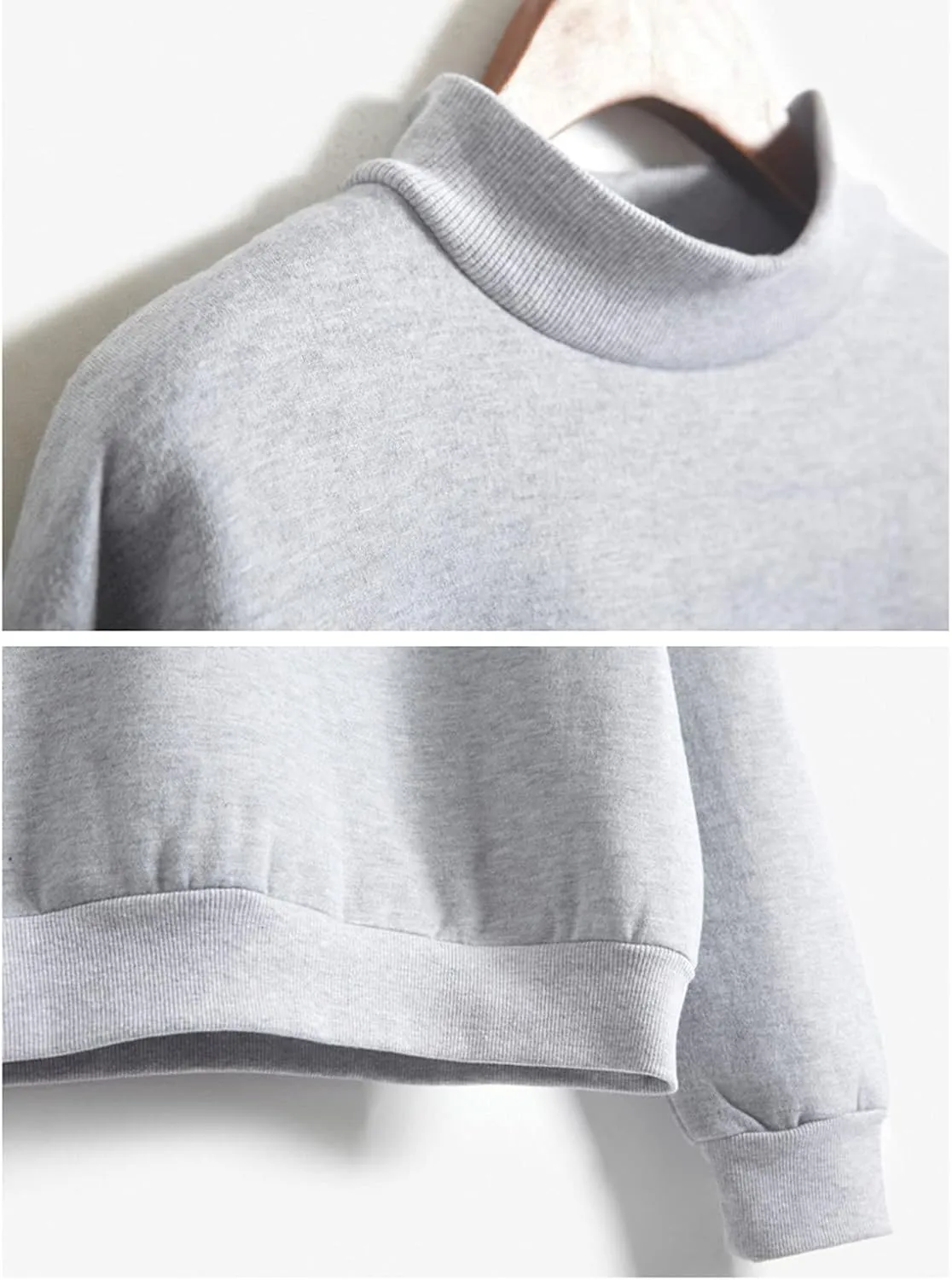 Womens Fashion Cotton Pullover Casual Solid Color Oversized Long Sleeve Round Neck Sweatshirt Tops Soft Basic Hoodie