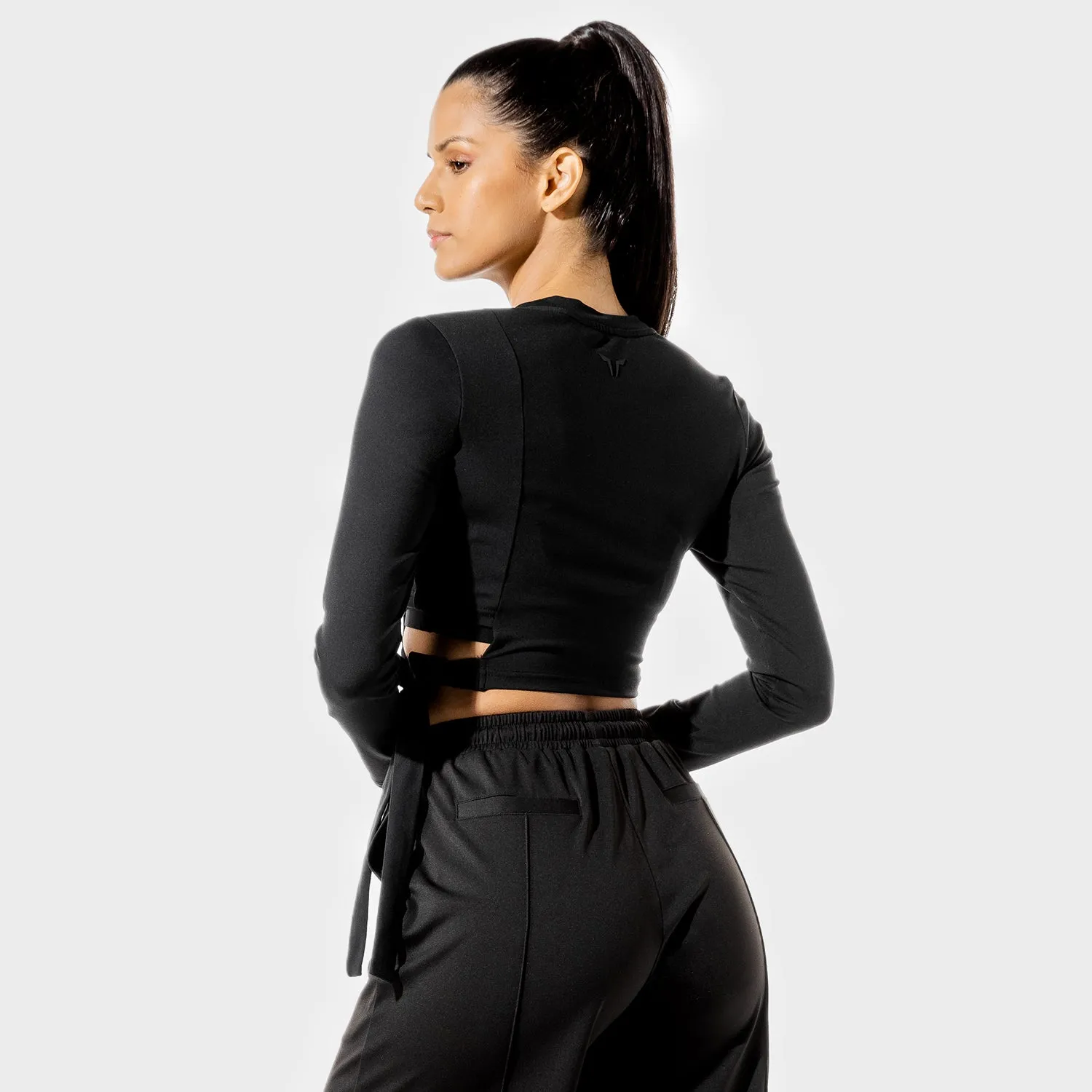 Women's Fitness - Tie Crop Top - Black