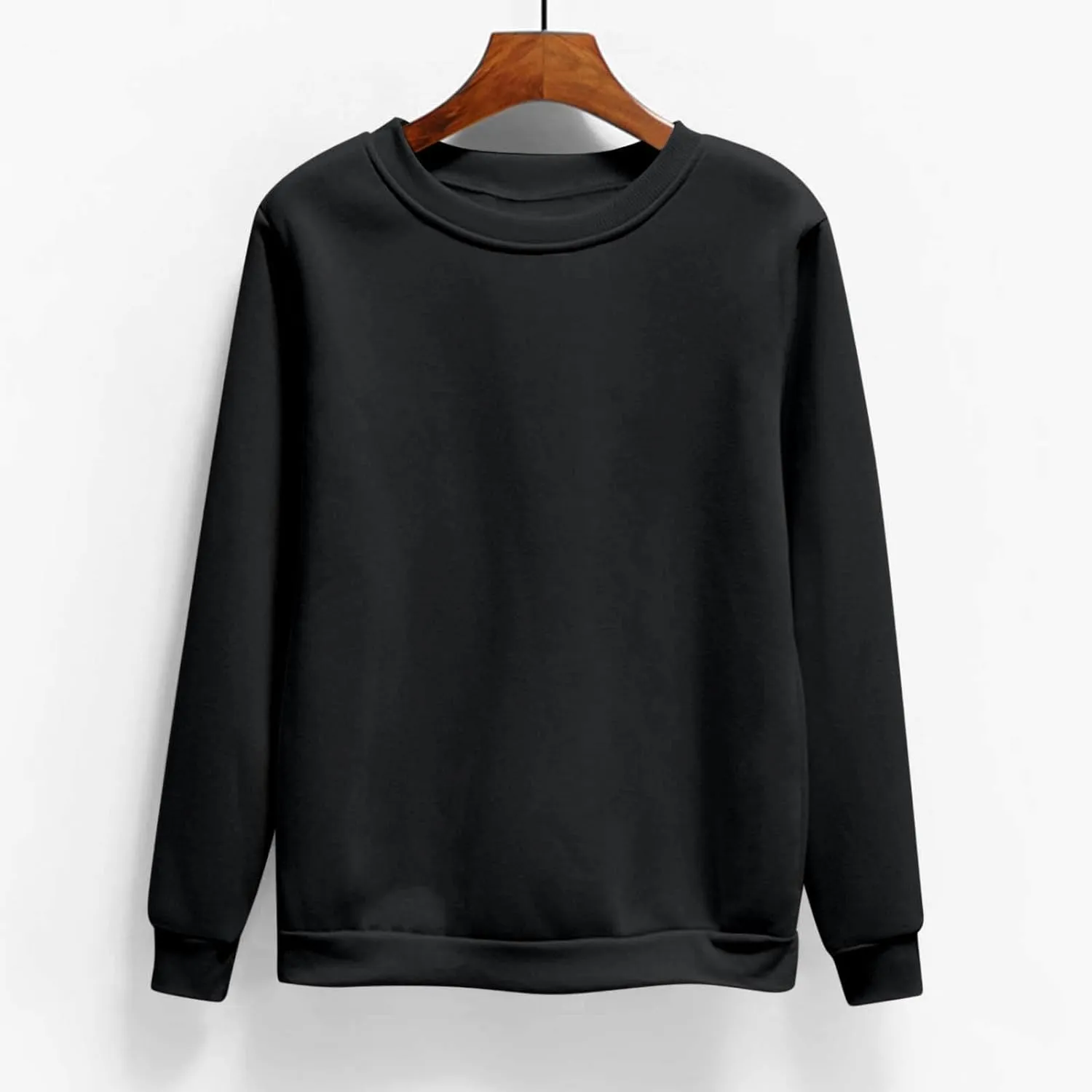 Women's Oversize Pullovers Solid Color Round Neck Long Sleeve Casual Sweatshirts Comfy Loose Fit Workout Clothing