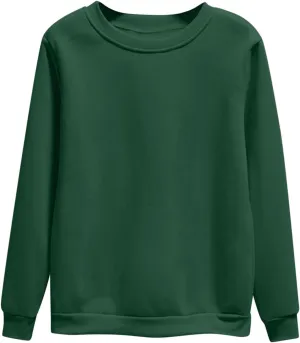 Women's Oversize Pullovers Solid Color Round Neck Long Sleeve Casual Sweatshirts Comfy Loose Fit Workout Clothing
