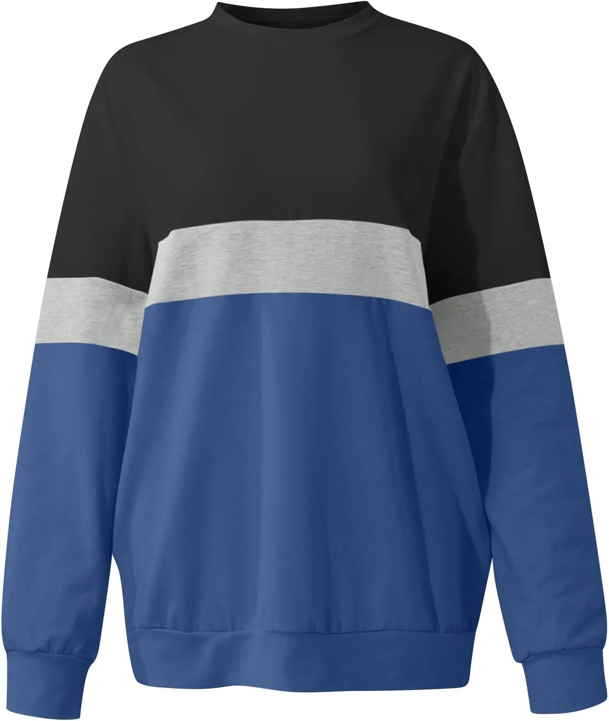 Women's Oversized Color Pullover Sweatshirts,2024 Winter Crew Neck Long Sleeve Tunic,Cute Trendy Comfy Clothes