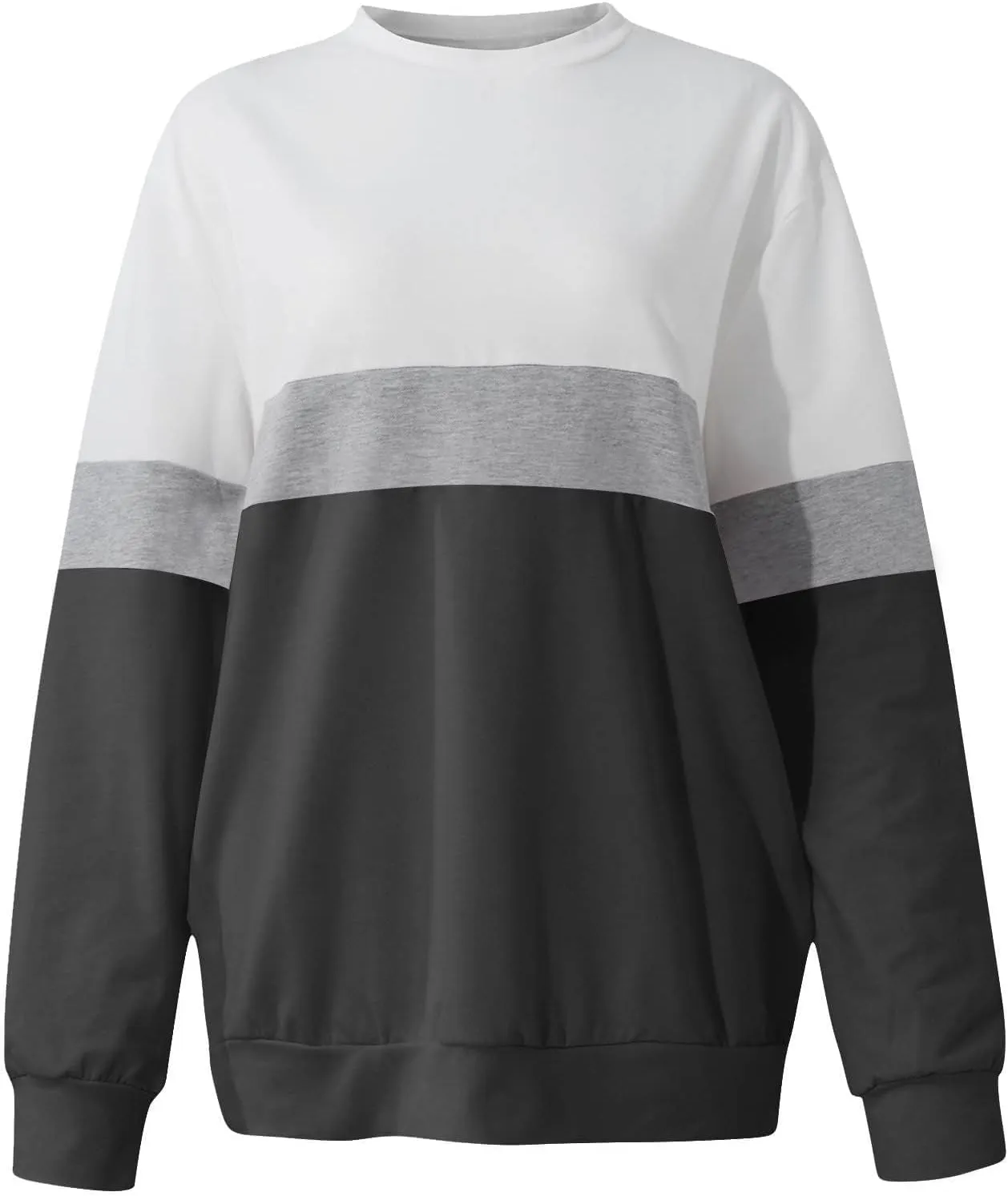 Women's Oversized Color Pullover Sweatshirts,2024 Winter Crew Neck Long Sleeve Tunic,Cute Trendy Comfy Clothes