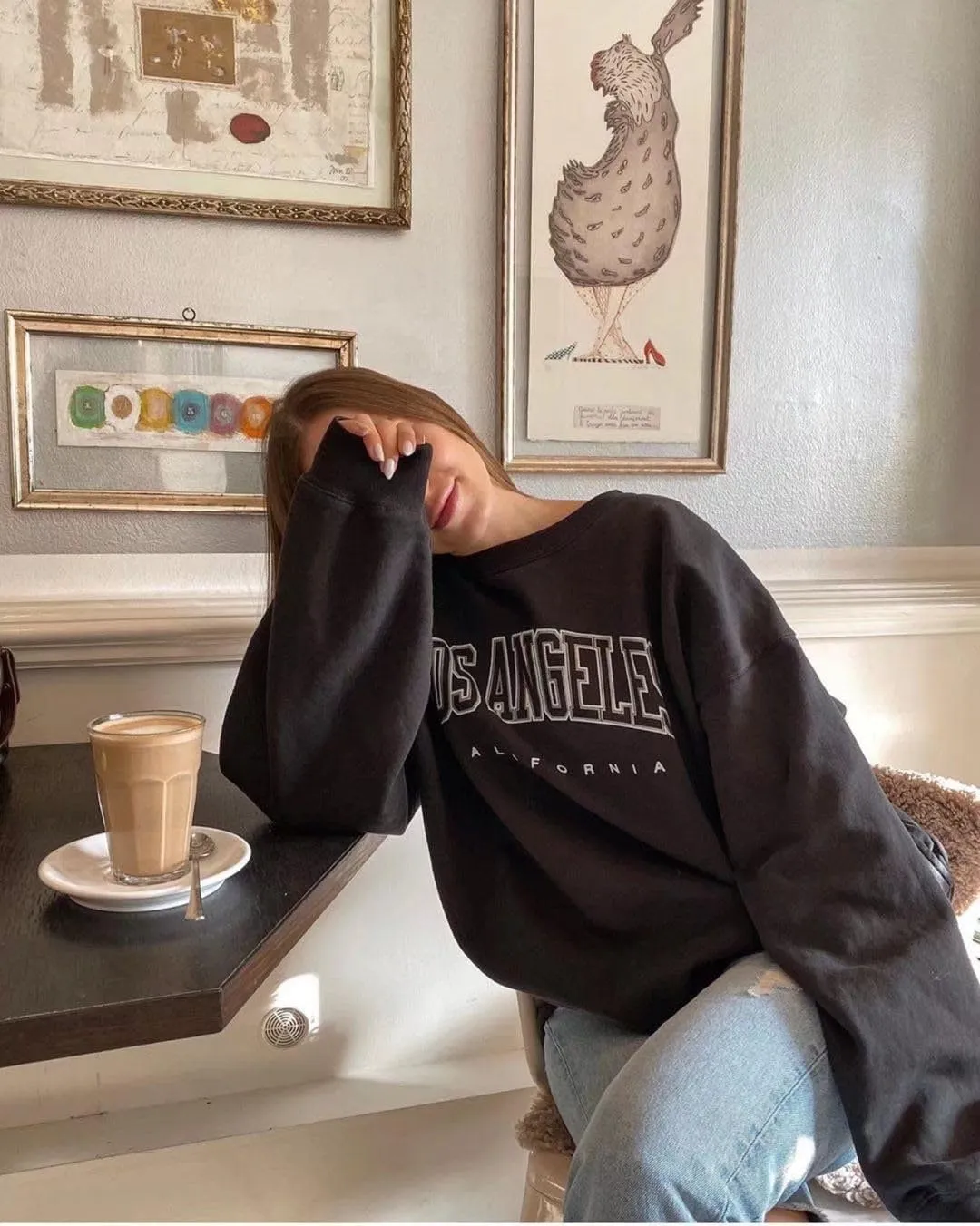 Women's Oversized Graphic Crewneck Sweatshirt Comfy Casual Basic Sweatshirts Pullover Tops