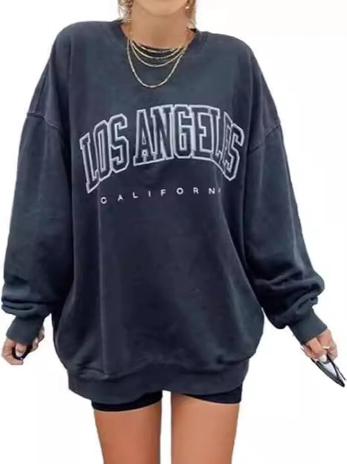 Women's Oversized Graphic Crewneck Sweatshirt Comfy Casual Basic Sweatshirts Pullover Tops