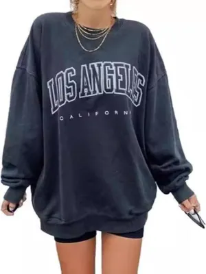 Women's Oversized Graphic Crewneck Sweatshirt Comfy Casual Basic Sweatshirts Pullover Tops