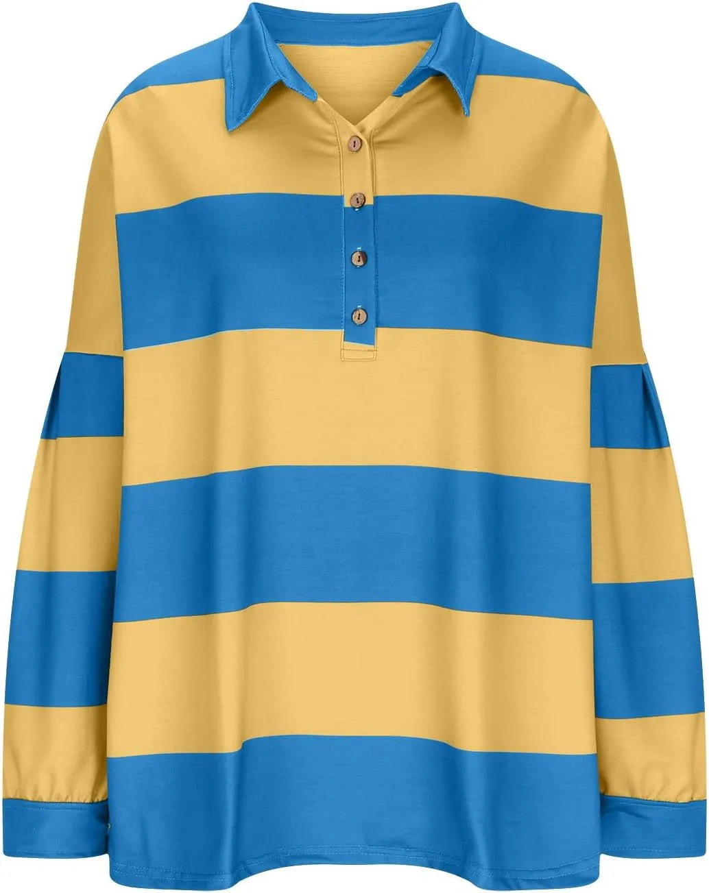 Women's Oversized Sweatshirt Button Striped Graphic Print Pullover Tops Casual Comfy Fashion Sweatshirts