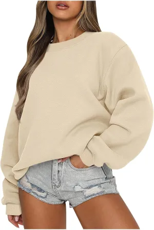 Womens Oversized Sweatshirt Long Sleeve Crewneck Sweatshirts 2023 Fall Fashion Clothes Casual Comfy Pullover Tops