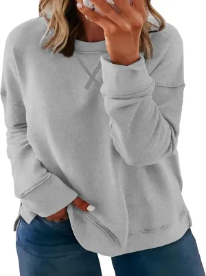 Women's Plus Size Casual Crew Neck Sweatshirt Loose Soft Long Sleeve Pullover Tops XL-5XL