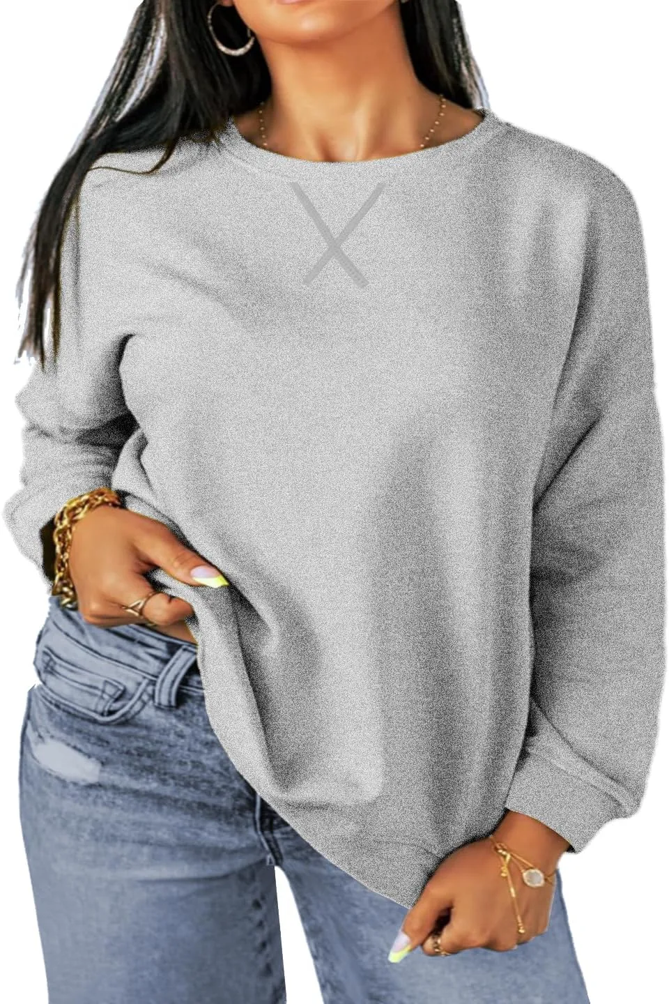 Women's Plus Size Casual Crew Neck Sweatshirt Loose Soft Long Sleeve Pullover Tops XL-5XL