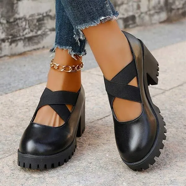 Women's Retro Chunky Heel Platform Pumps 64660824C
