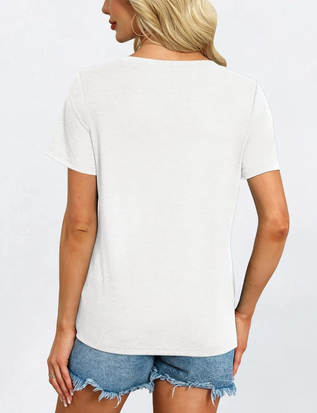 Womens Short Sleeve T Shirts V Neck Tops Summer Trendy Comfy Casual Basic Tee Shirt