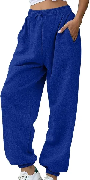 Womens Sweatpants Wide Leg Baggy Athletic Joggers with Pockets High Waisted Drawstring Workout Sweat Pants for Women