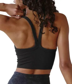 Womens Tank Tops Crop Workout Top Ribbed Spaghetti Strap Scoop Neck Racerback Camisole Tops