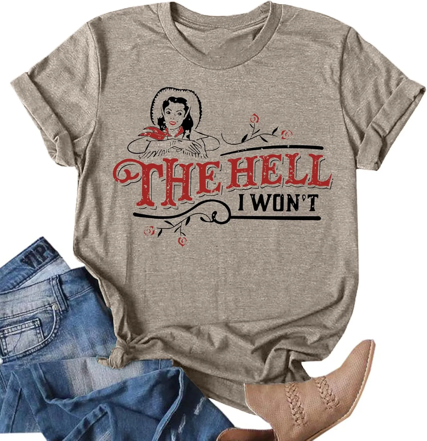 Womens Vintage Graphic T-Shirt Funny Saying Tees Casual Short Sleeve Top