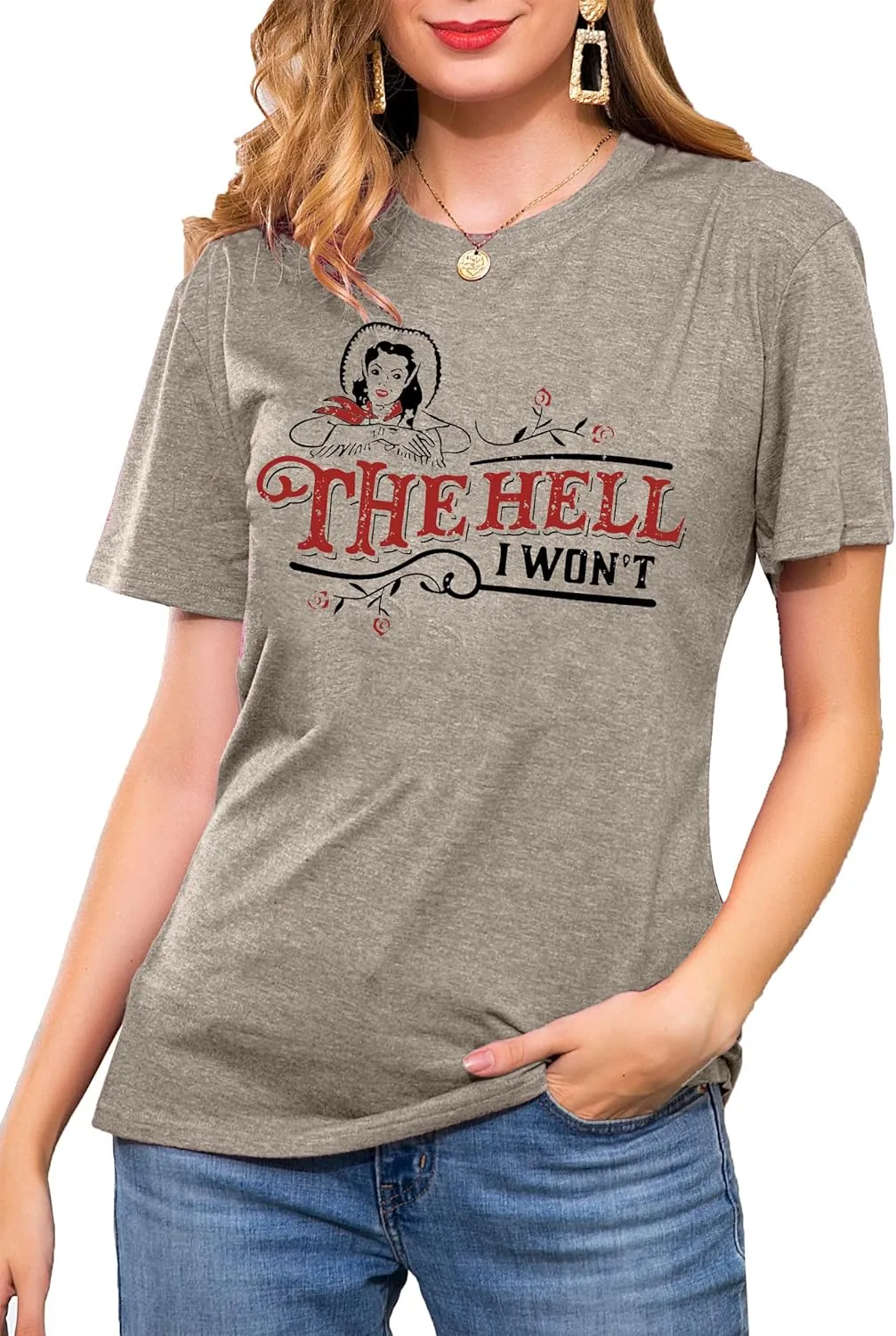 Womens Vintage Graphic T-Shirt Funny Saying Tees Casual Short Sleeve Top