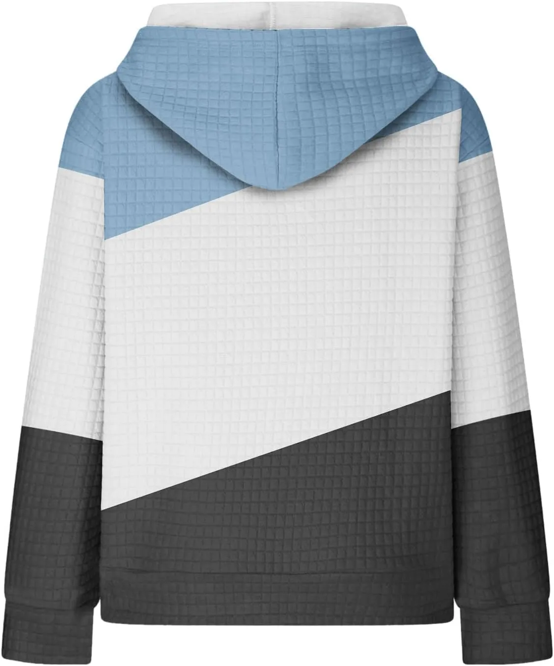 Womens Zip Up Hoodies Long Sleeve Color Block Waffle Knit Hooded Sweatshirt Comfy Oversized Sweatshirts