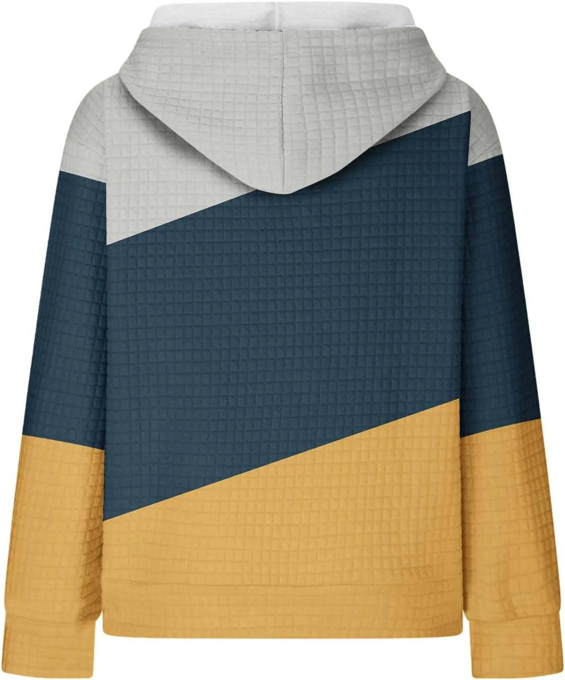 Womens Zip Up Hoodies Long Sleeve Color Block Waffle Knit Hooded Sweatshirt Comfy Oversized Sweatshirts