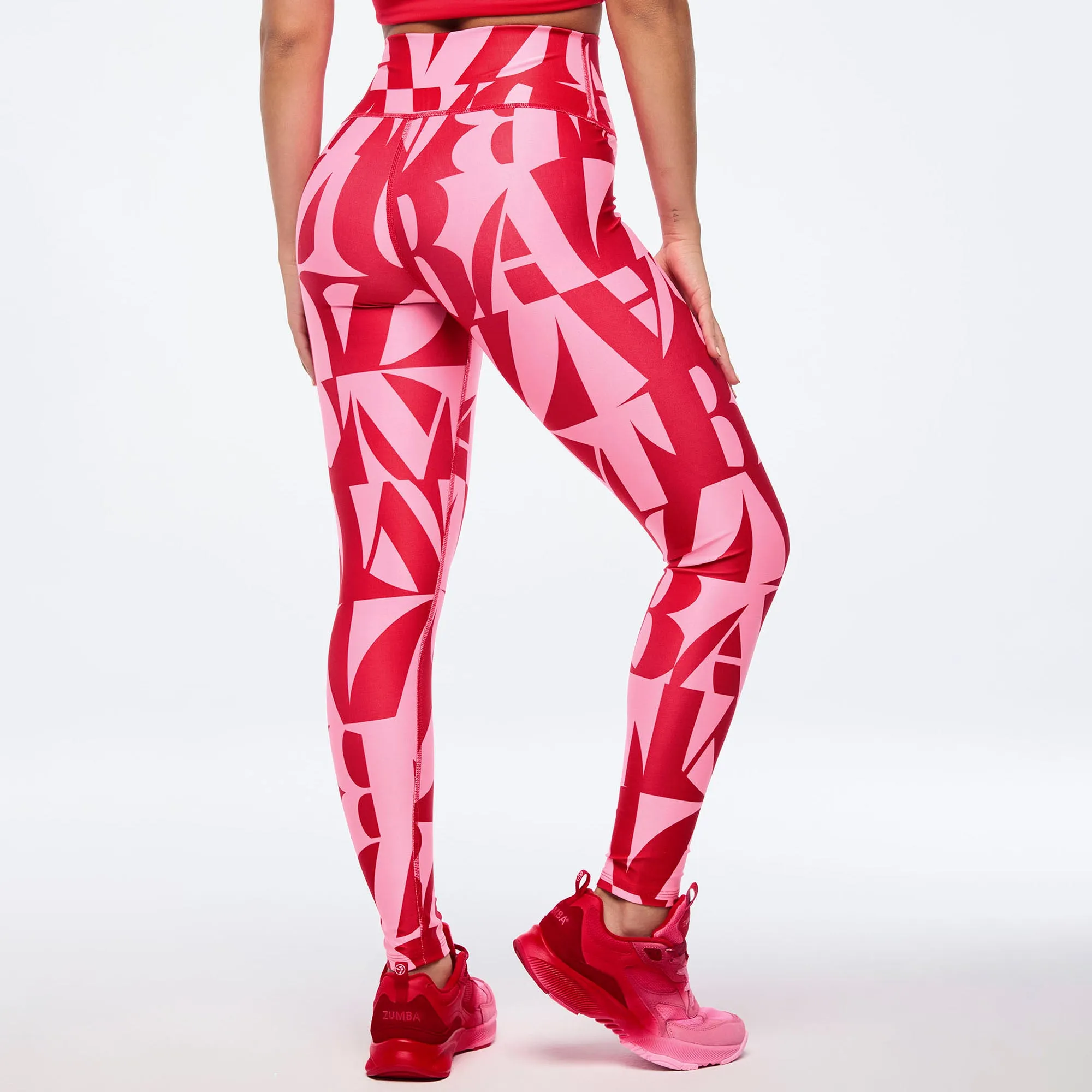 Zumba® Haus High Waisted Ankle Leggings - Red/Pink